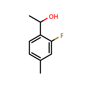 Chemical structure of 1-(2-fluoro-4-methylphenyl)ethanol , CAS 1597922-56-9, AChemBlock AD294019