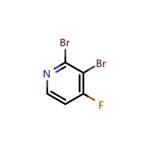 Chemical structure of 2,3-Dibromo-4-fluoropyridine , CAS 1806346-24-6, AChemBlock AD294024