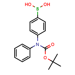 Chemical structure of 4-(tert-Butoxycarbonyl(phenyl)amino)phenylboronic acid , CAS 1150114-67-2, AChemBlock AD294039