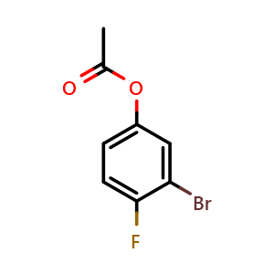 Chemical structure of 3-Bromo-4-fluorophenyl acetate , CAS 286836-26-8, AChemBlock AD294040