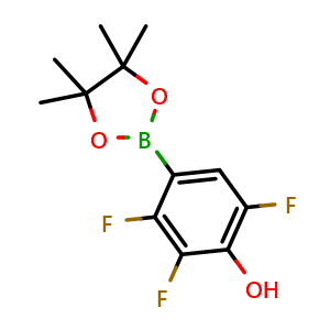 Chemical structure of 2,3,6-Trifluoro-4-(4,4,5,5-tetramethyl-1,3,2-dioxaborolan-2-yl)phenol , CAS 2764860-73-1, AChemBlock AD294046