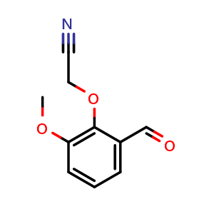 Chemical structure of 2-(2-Formyl-6-methoxyphenoxy)acetonitrile , CAS 127500-89-4, AChemBlock AD294054