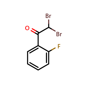 Chemical structure of 2,2-Dibromo-1-(2-fluorophenyl)ethanone , CAS 1224739-02-9, AChemBlock AD294058