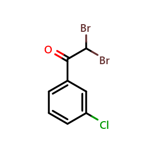 Chemical structure of 2,2-Dibromo-1-(3-chlorophenyl)ethanone , CAS 25847-29-4, AChemBlock AD294059