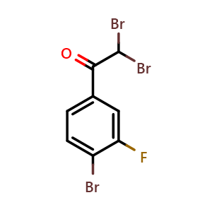 Chemical structure of 2,2-Dibromo-1-(4-bromo-3-fluorophenyl)ethanone , CAS 2620490-81-3, AChemBlock AD294063