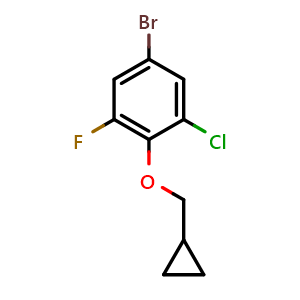Chemical structure of 5-bromo-1-chloro-2-(cyclopropylmethoxy)-3-fluorobenzene , CAS 2969432-06-0, AChemBlock AD294072