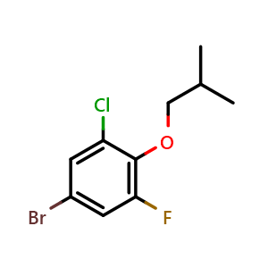 Chemical structure of 5-bromo-1-chloro-3-fluoro-2-isobutoxybenzene , CAS 1800261-02-2, AChemBlock AD294073