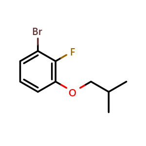 Chemical structure of 1-bromo-2-fluoro-3-isobutoxybenzene , CAS 1881290-92-1, AChemBlock AD294076