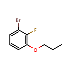 Chemical structure of 1-bromo-2-fluoro-3-propoxybenzene , CAS 1881329-49-2, AChemBlock AD294077