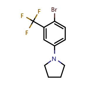 Chemical structure of 1-(4-bromo-3-(trifluoromethyl)phenyl)pyrrolidine , CAS 1020252-86-1, AChemBlock AD294078
