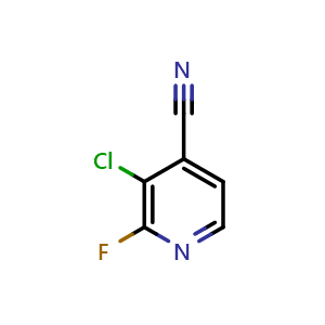 Chemical structure of 3-chloro-2-fluoroisonicotinonitrile , CAS 1260813-47-5, AChemBlock AD294079