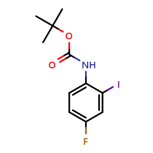 Chemical structure of tert-butyl (4-fluoro-2-iodophenyl)carbamate , CAS 1060813-09-3, AChemBlock AD294083