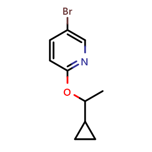 Chemical structure of 5-bromo-2-(1-cyclopropylethoxy)pyridine , CAS 2168760-22-1, AChemBlock AD294085
