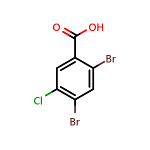 Chemical structure of 2,4-Dibromo-5-chlorobenzoic acid , CAS 150812-33-2, AChemBlock AD294090