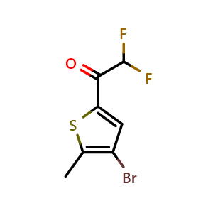 Chemical structure of 1-(4-Bromo-5-methyl-2-thienyl)-2,2-difluoroethanone , CAS 1694575-64-8, AChemBlock AD294091