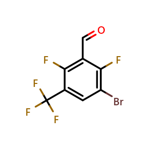 Chemical structure of 3-Bromo-2,6-difluoro-5-(trifluoromethyl)benzaldehyde , CAS 1980053-04-0, AChemBlock AD294095