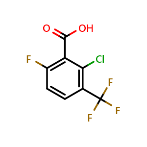 Chemical structure of 2-Chloro-6-fluoro-3-(trifluoromethyl)benzoic acid , CAS 1555544-45-0, AChemBlock AD294098