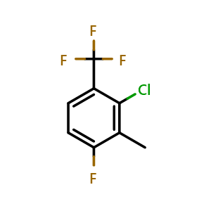Chemical structure of 2-Chloro-4-fluoro-3-methyl-1-(trifluoromethyl)benzene , CAS 1056942-14-3, AChemBlock AD294099