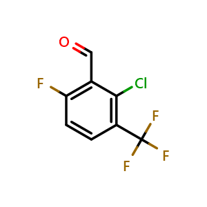 Chemical structure of 2-Chloro-6-fluoro-3-(trifluoromethyl)benzaldehyde , CAS 2386204-09-5, AChemBlock AD294101