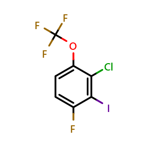 Chemical structure of 2-Chloro-4-fluoro-3-iodo-1-(trifluoromethoxy)benzene , CAS 2387264-96-0, AChemBlock AD294104
