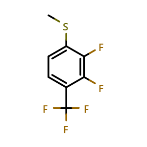 Chemical structure of 2,3-Difluoro-1-(methylthio)-4-(trifluoromethyl)benzene , CAS 2705649-80-3, AChemBlock AD294115