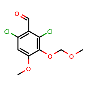 Chemical structure of Benzaldehyde, 2,6-dichloro-4-methoxy-3-(methoxymethoxy)- , CAS 911718-16-6, AChemBlock AD294116