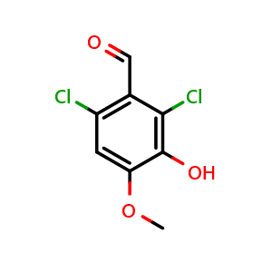Chemical structure of 2,6-Dichloro-3-hydroxy-4-methoxybenzaldehyde , CAS 160431-96-9, AChemBlock AD294118