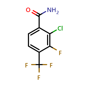 Chemical structure of 2-Chloro-3-fluoro-4-(trifluoromethyl)benzamide , CAS 2384325-99-7, AChemBlock AD294121
