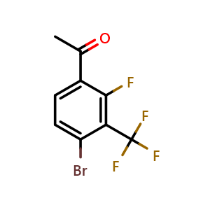 Chemical structure of 1-[4-Bromo-2-fluoro-3-(trifluoromethyl)phenyl]ethanone , CAS 2384288-98-4, AChemBlock AD294123