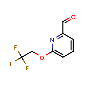 Chemical structure of 6-(2,2,2-Trifluoroethoxy)-2-pyridinecarboxaldehyde , CAS 1785612-51-2, AChemBlock AD294137