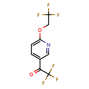 Chemical structure of 2,2,2-Trifluoro-1-[6-(2,2,2-trifluoroethoxy)-3-pyridinyl]ethanone , CAS 150698-73-0, AChemBlock AD294139