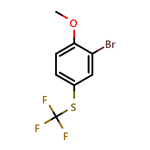 Chemical structure of 2-Bromo-1-methoxy-4-[(trifluoromethyl)thio]benzene , CAS 1357624-52-2, AChemBlock AD294151