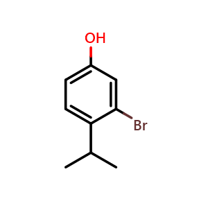 Chemical structure of 3-Bromo-4-(1-methylethyl)phenol , CAS 1243363-07-6, AChemBlock AD294161