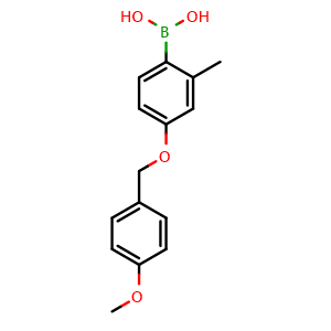 Chemical structure of (4-((4-methoxybenzyl)oxy)-2-methylphenyl)boronic acid , CAS 2639372-85-1, AChemBlock AD294166