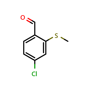 Chemical structure of 4-Chloro-2-(methylthio)benzaldehyde , CAS 176107-15-6, AChemBlock AD294170