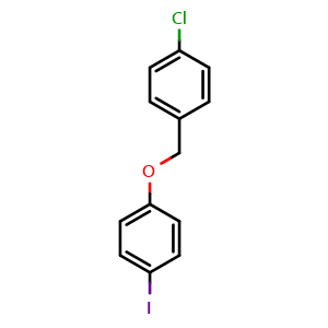 Chemical structure of 1-Chloro-4-[(4-iodophenoxy)methyl]benzene , CAS 884188-41-4, AChemBlock AD294173