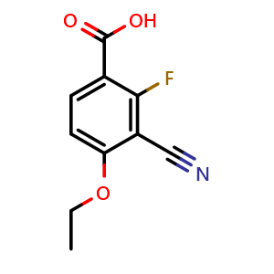 Chemical structure of 3-Cyano-4-ethoxy-2-fluorobenzoic acid , CAS 840481-43-8, AChemBlock AD294186