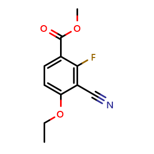 Chemical structure of Methyl 3-cyano-4-ethoxy-2-fluorobenzoate , CAS 2386784-61-6, AChemBlock AD294187