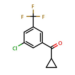 Chemical structure of [3-Chloro-5-(trifluoromethyl)phenyl]cyclopropylmethanone , CAS 2354182-11-7, AChemBlock AD294191