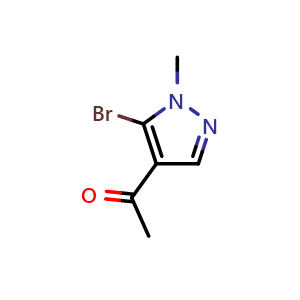 Chemical structure of 1-(5-bromo-1-methyl-1H-pyrazol-4-yl)ethanone , CAS 1780652-75-6, AChemBlock AD294193