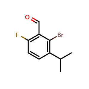 Chemical structure of 2-Bromo-6-fluoro-3-isopropylbenzaldehyde , CAS 2158302-47-5, AChemBlock AD294202