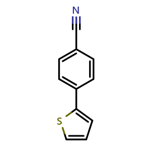 Chemical structure of 4-(2-Thienyl)benzonitrile , CAS 15961-46-3, AChemBlock AD294205