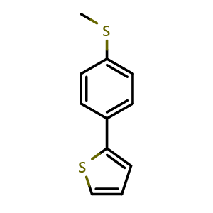 Chemical structure of 2-[4-(Methylthio)phenyl]thiophene , CAS 59156-04-6, AChemBlock AD294207
