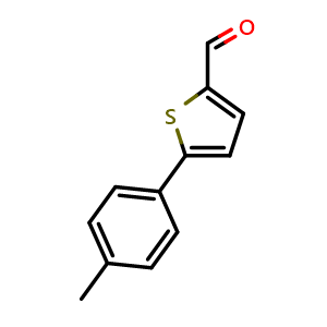 Chemical structure of 5-(4-Methylphenyl)-2-thiophenecarboxaldehyde , CAS 38401-68-2, AChemBlock AD294208