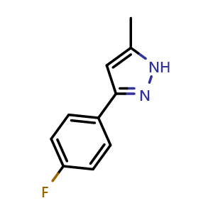Chemical structure of 3-(4-Fluorophenyl)-5-methyl-1H-pyrazole , CAS 475982-42-4, AChemBlock AD294210