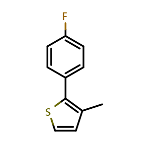 Chemical structure of 2-(4-Fluorophenyl)-3-methylthiophene , CAS 951781-87-6, AChemBlock AD294211