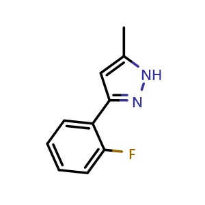 Chemical structure of 3-(2-Fluorophenyl)-5-methyl-1H-pyrazole , CAS 1380546-35-9, AChemBlock AD294214
