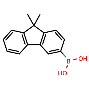 Chemical structure of (9,9-dimethyl-9H-fluoren-3-yl)boronic acid , CAS 1251773-34-8, AChemBlock AD294215
