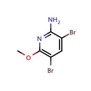 Chemical structure of 3,5-Dibromo-6-methoxy-2-pyridinamine , CAS 1261269-56-0, AChemBlock AD294218