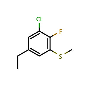 Chemical structure of 1-Chloro-5-ethyl-2-fluoro-3-(methylthio)benzene , CAS 2709272-49-9, AChemBlock AD294219